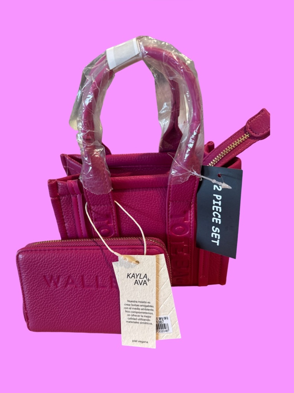 Kayla Ava Fuchsia Mini Handbag & Wallet Set